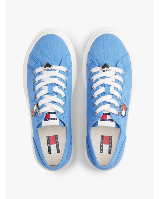 Tommy Hilfiger Blue Canvas Platform Trainers With Charms