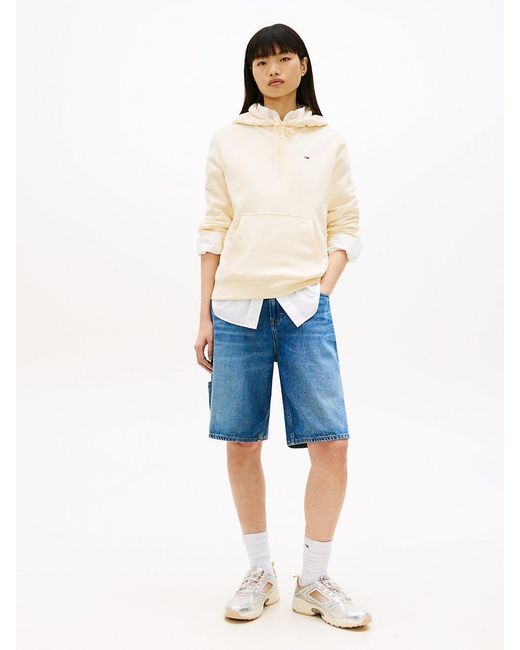 Tommy Hilfiger Natural Flag Embroidery Fleece Drawstring Hoody