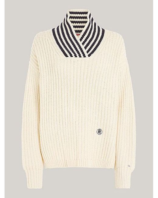 Tommy Hilfiger Natural Oversized Fit Pullover mit TH-Monogramm