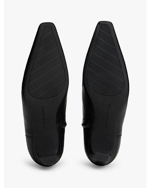 Tommy Hilfiger Black Leder-Stiefelette Mit Square Toe Und Kitten Heel