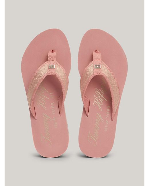 Tommy Hilfiger Pink Signature Flatform Beach Sandals