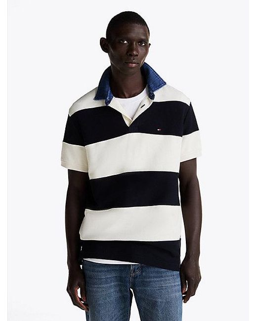 Tommy Hilfiger Relaxed Fit Polo Met Rugbystreep in het Blue voor heren