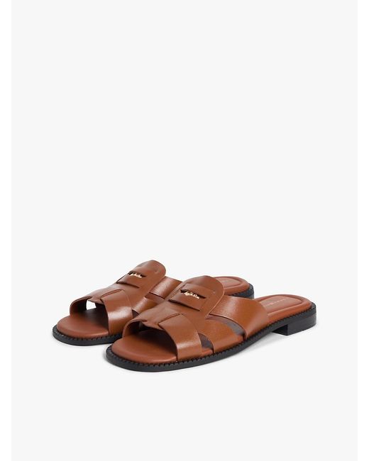 Tommy Hilfiger Multicolor Leather Crest Square Toe Sandals