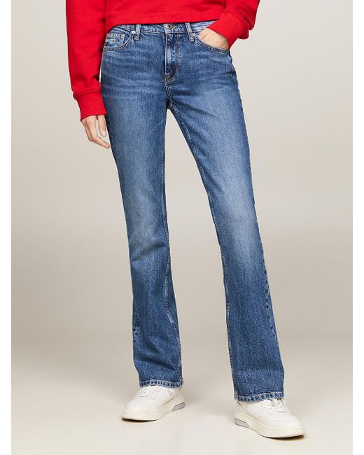 Tommy Hilfiger Blue Maddie Mid Rise Bootcut Faded Jeans