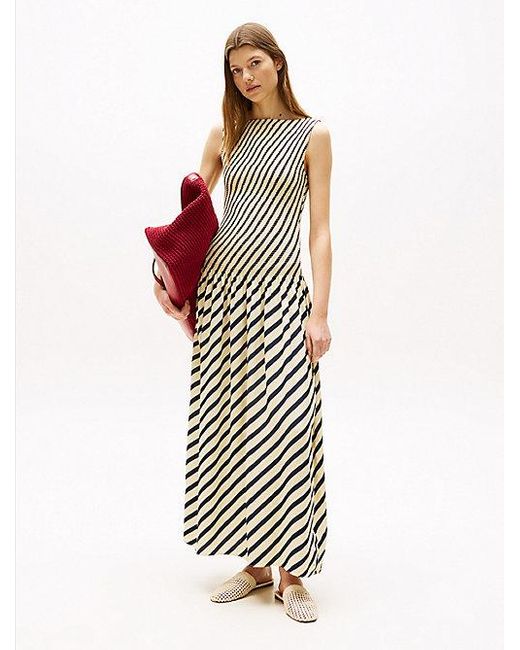 Tommy Hilfiger White The Sofia Capsule Maxi-Kleid Mit Streifen