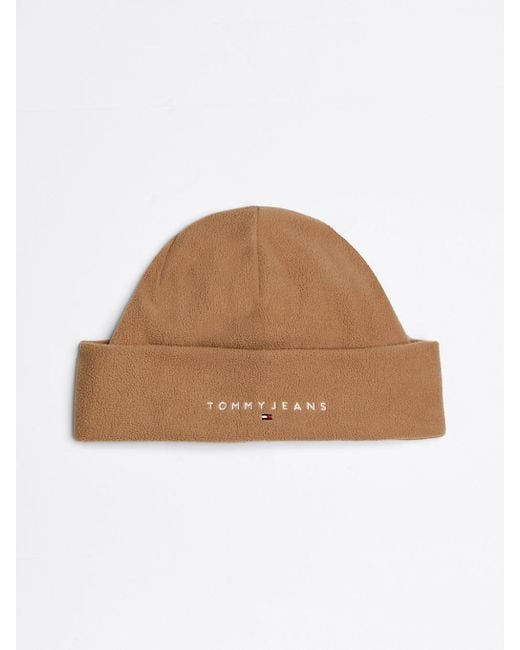 Tommy Hilfiger Brown Logo Embroidery Fleece Beanie for men