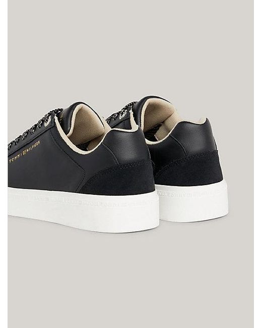 Tommy Hilfiger Leren Sneaker Met Logo in het Black