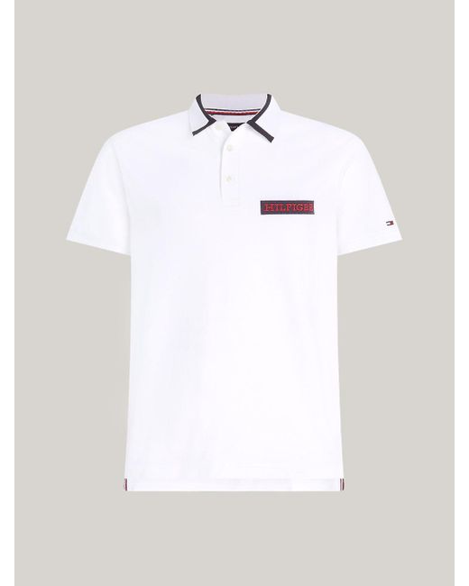 Tommy Hilfiger White Tipped Logo Embroidery Regular Fit Polo for men