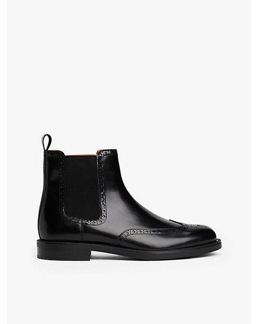 Tommy Hilfiger Chelsea-Boot Aus Leder Mit Flag Und Brogue-Details in Black für Herren