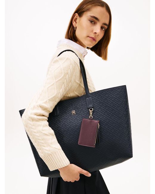 Tommy Hilfiger Blue Hilfiger Icon Embossed Tote Bag