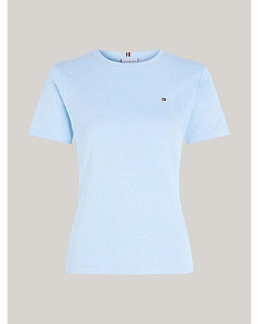 Camiseta de corte slim con logo bordado Tommy Hilfiger de color Blue