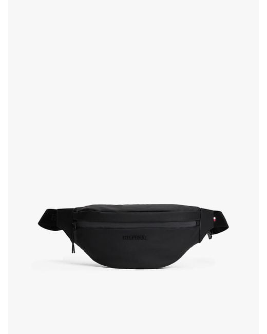 Tommy Hilfiger Black Textured Logo Bum Bag for men