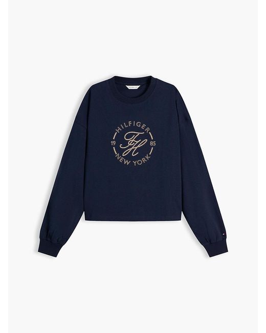 Tommy Hilfiger Blue Logo Relaxed Crew Neck Sweatshirt