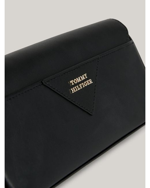 Tommy Hilfiger Black Turn Lock Leather Braid Strap Crossover Bag