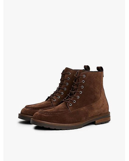 Tommy Hilfiger Suède Boots Met Profielzool En Moccasin-Neus in het Brown voor heren