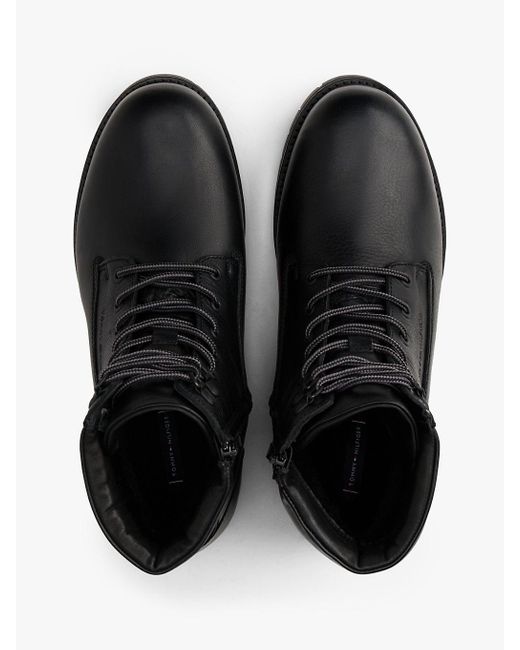 Bottes En Cuir À Lacets Et Semelle Crantée Tommy Hilfiger pour homme en coloris Black