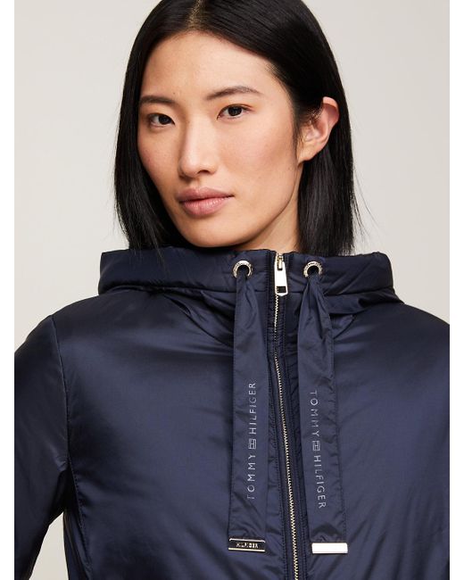 Tommy Hilfiger Blue Hooded Padded Zip-thru Jacket