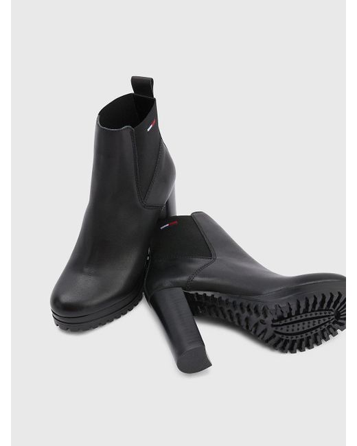 Tommy Hilfiger Essential High Heel Cleat Boots in Black | Lyst UK