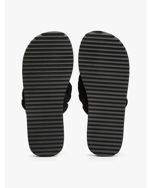 Tommy Hilfiger Black Braided Padded Strap Serrated Flip-flops
