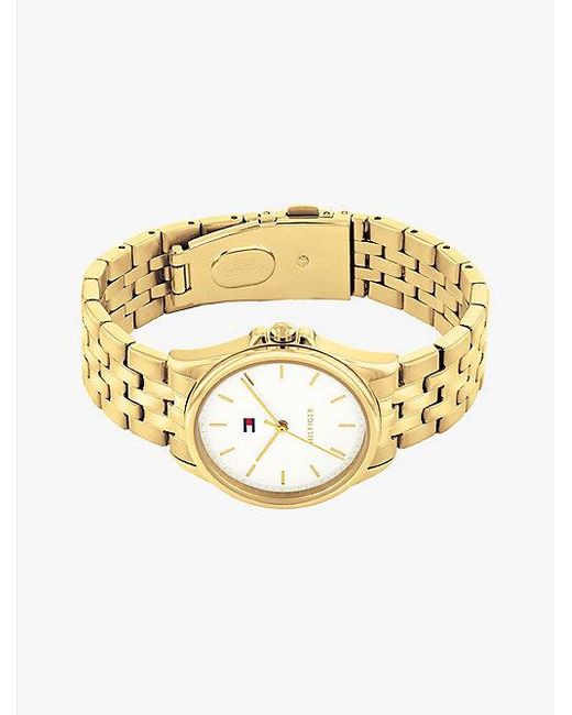 Reloj Chapado En Oro Con Esfera Blanca Tommy Hilfiger de color Metallic