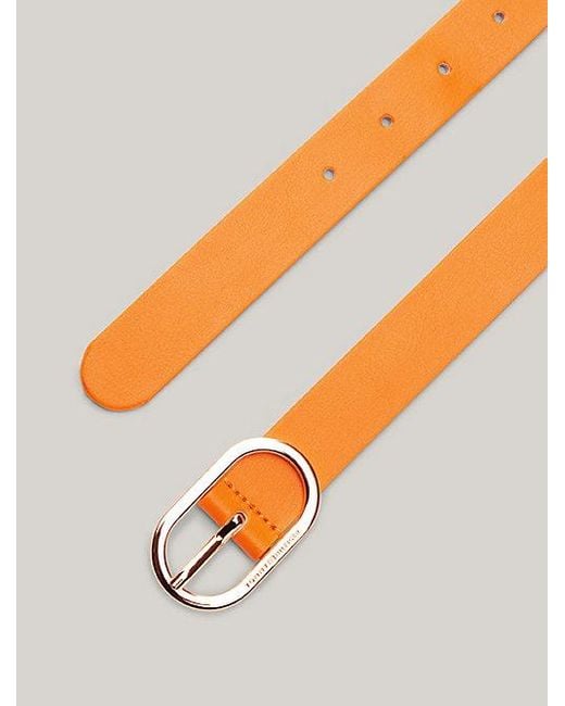 Cinturón Chic de piel con hebilla ovalada Tommy Hilfiger de color Orange