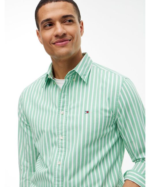 Tommy Hilfiger Blue Regular Fit Flex Stripe Poplin Shirt for men