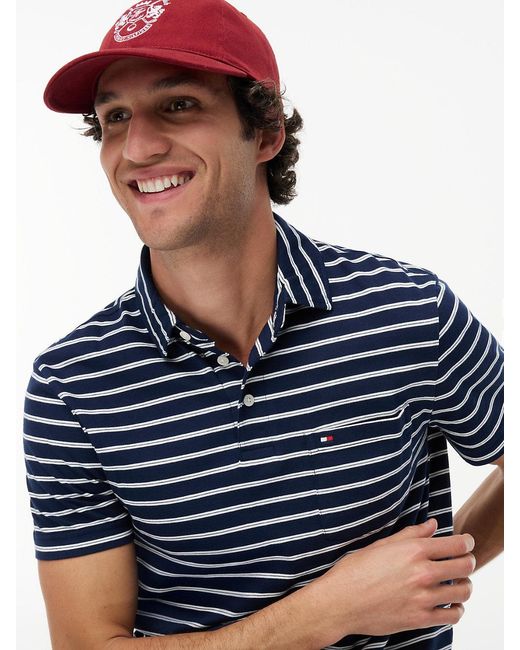 Tommy Hilfiger Blue Regular Fit Stripe Jersey Polo Shirt for men