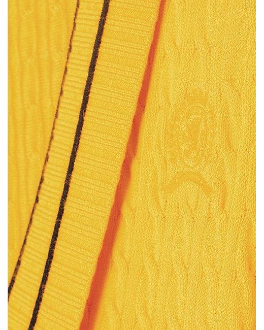 Tommy Hilfiger Kabelgebreide V-hals-sweaterjurk Met Embleem in het Yellow