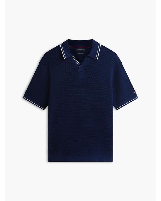 Tommy Hilfiger Blue New York Label Regular Tipped Collar Polo Shirt for men