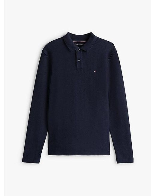 Tommy Hilfiger Poloshirt Met Lange Mouwen En Visgraat in het Blue voor heren