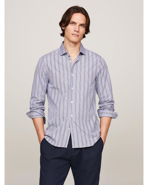 Tommy Hilfiger Purple Shadow Stripe Slim Fit Shirt for men
