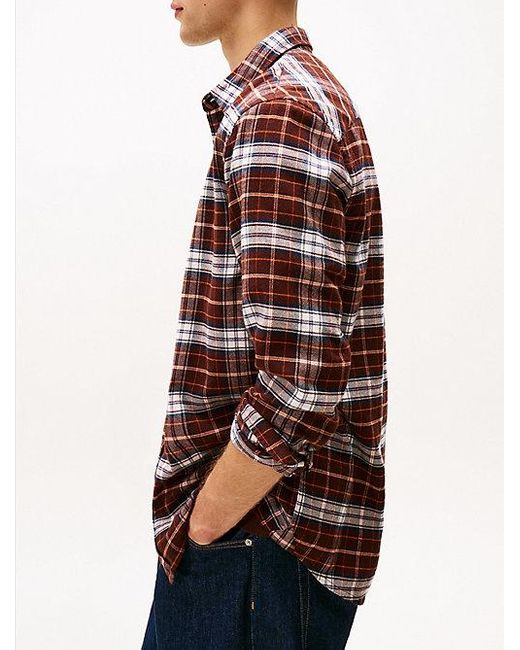 Tommy Hilfiger Regular Fit Overhemd Van Geruit Flanel in het Red voor heren