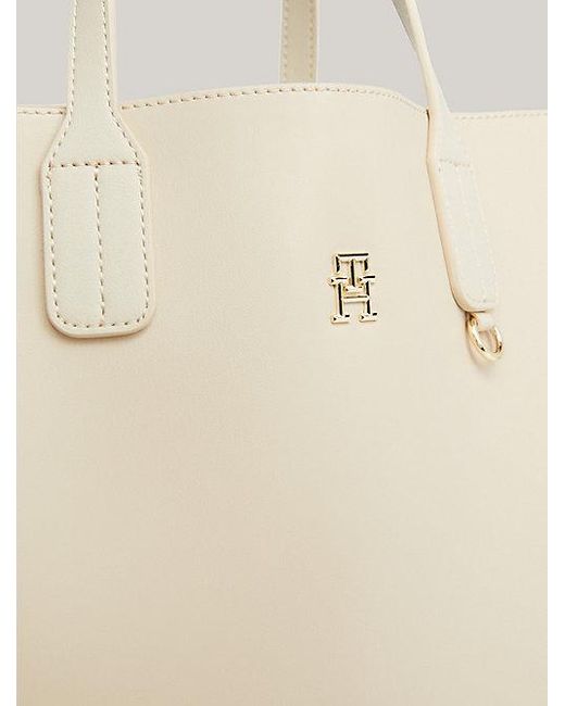Bolso satchel Iconic con bandolera extraíble Tommy Hilfiger de color Natural