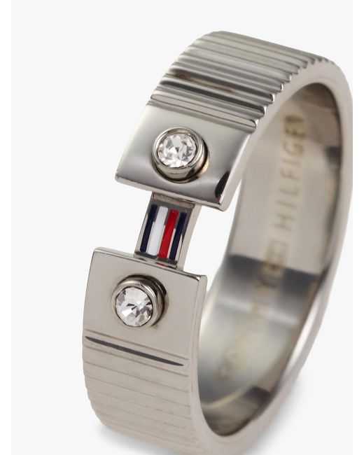 Tommy Hilfiger Gray Stainless Steel Stripe Ring