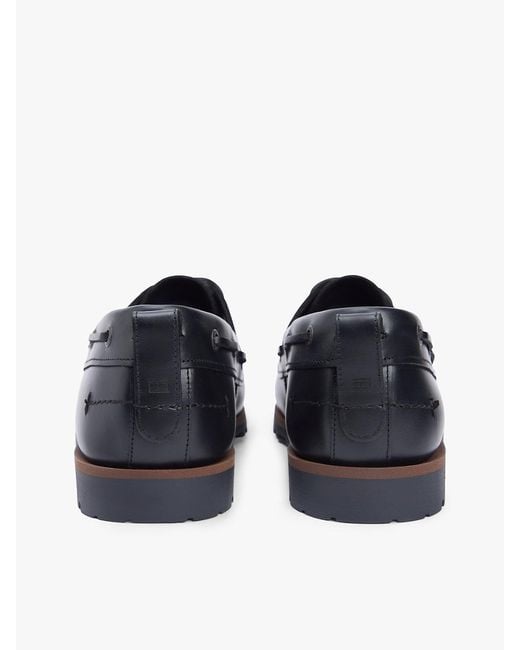 Tommy Hilfiger Blue Leather Cleat Lightweight Boat Shoes for men