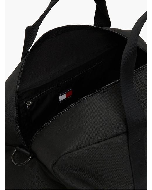 Tommy Hilfiger Black Essential Repeat Logo Textile Duffel Bag for men