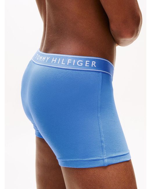 Tommy Hilfiger Blue 3-pack Essential Repeat Logo Waistband Trunks for men