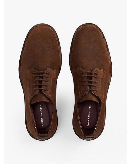 Tommy Hilfiger Suède Veterschoen Met Profielzool in het Brown voor heren