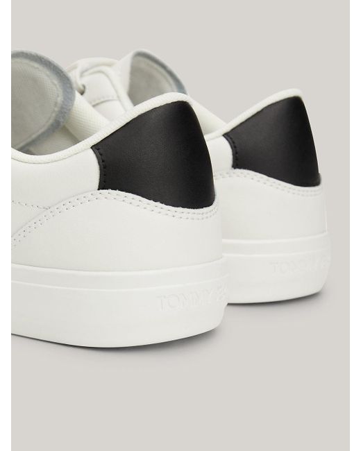 Tommy Hilfiger Natural Hook And Loop Leather Cupsole Trainers