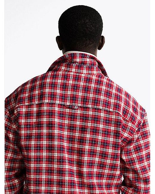 Tommy Hilfiger Relaxed Fit Geruit Overhemd Van Flanel in het Red voor heren