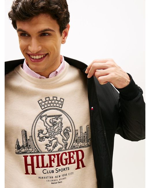 Tommy Hilfiger Black Water Resistant Tonal Logo Bomber Jacket for men