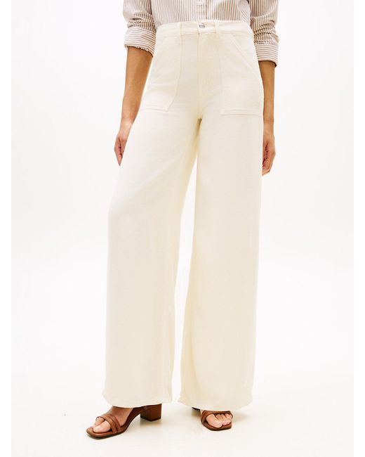 Tommy Hilfiger White 70s High Rise Wide Leg Jeans