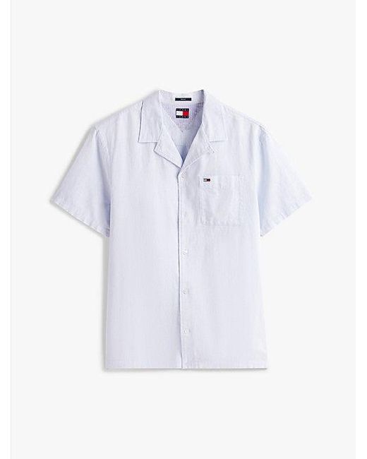 Camisa De Manga Corta En Mezcla De Lino Tommy Hilfiger de hombre de color White
