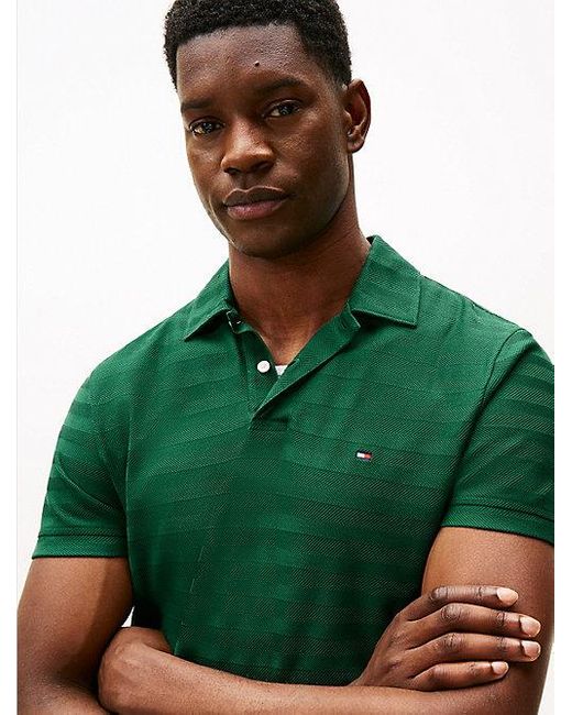 Tommy Hilfiger Regular Poloshirt Van Visgraat-Jacquard in het Green voor heren