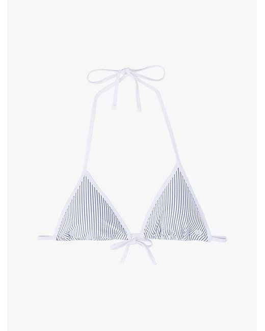 Tommy Hilfiger Geribde Triangelbikinitop in het Gray