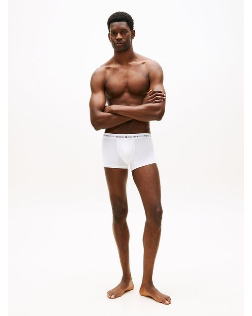 Tommy Hilfiger White 3-Pack Signature Waistband Low Rise Trunks for men