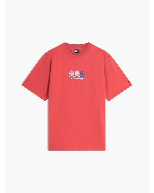 Tommy Hilfiger Red Back Repeat Crest Logo Relaxed T-Shirt for men
