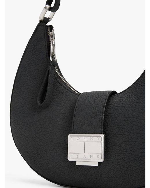 Sac Hobo À Fermoir Poussoir Et Logo Tommy Hilfiger en coloris Black