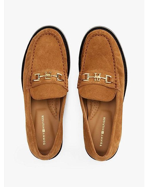 Tommy Hilfiger Suède Loafer Met Paardenbit-Detail in het White