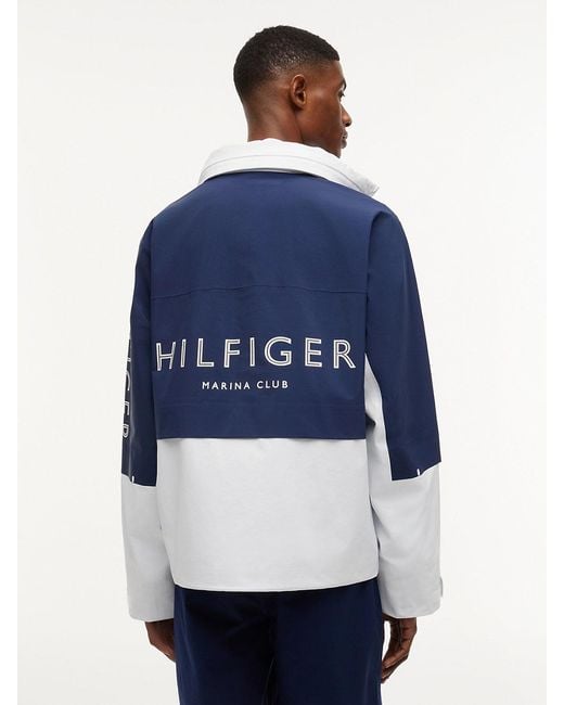Tommy Hilfiger Blue Waterproof Colour-Blocked Regatta Windbreaker for men